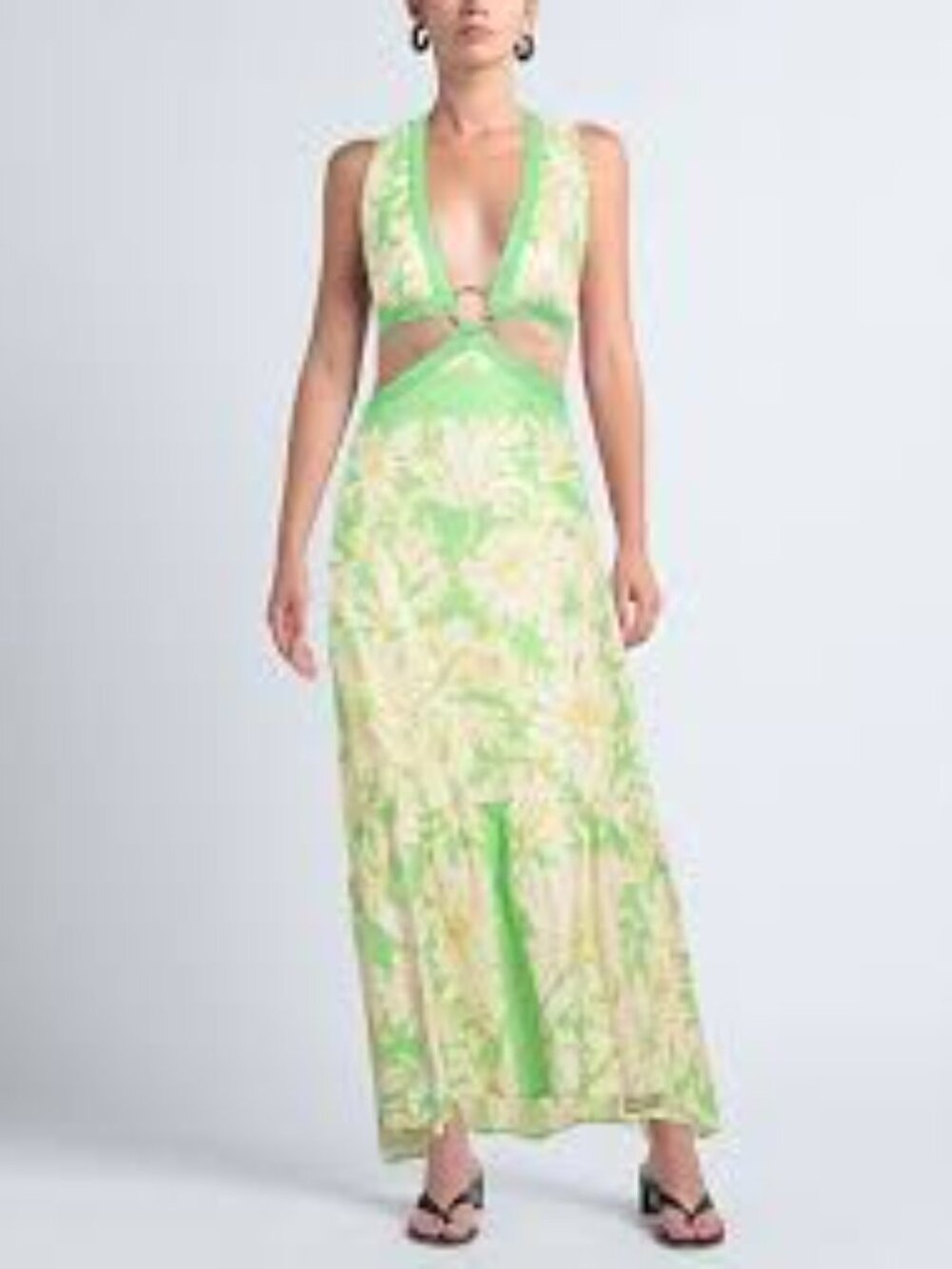 SANDRO Ludmila Cutout Floral Linen Satin-twill Maxi Dress $490 Summer Party 10 L - Picture 5 of 16